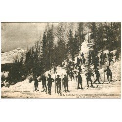carte postale ancienne 73 LANSLEBOURG. Skieurs Chasseurs Alpins au Mont Cenis