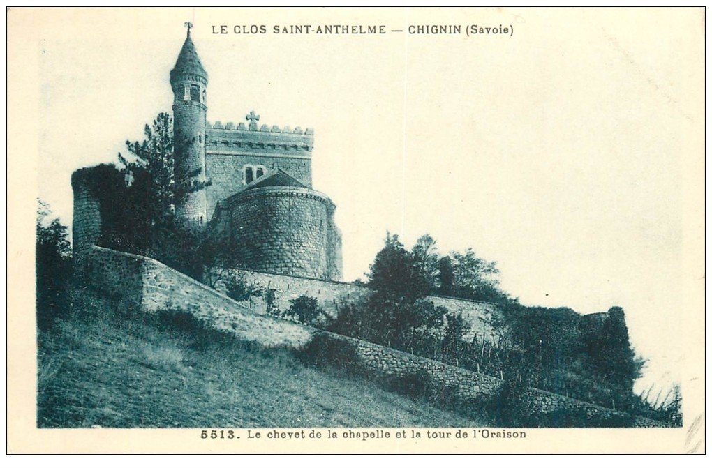 carte postale ancienne 73 LE CLOS SAINT-ANTHEME. CHIGNIN. Chevet Chapelle Tour Oraison