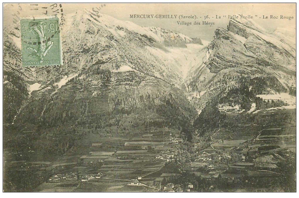 carte postale ancienne 73 MERCUREY-GEMILLY. La Belle Etoile, le Roc rouge. Village des Hérys 1921