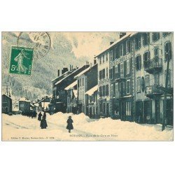 carte postale ancienne 73 MODANE. Place de la Gare 1911 Hôtel du Commerce
