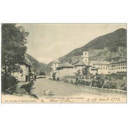 carte postale ancienne 73 MOUTIERS. Isère et Evêché. Timbre 5 Centimes 1902