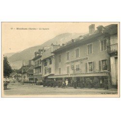 carte postale ancienne 73 MOUTIERS. Le Square et Hôtel Bertoli et Café du Globe