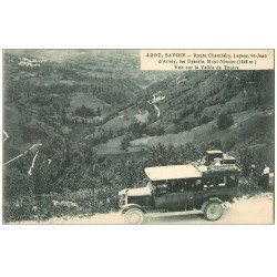 carte postale ancienne 73 TARENTAISE. Voiture Autocar Route de Chambéry et de Leysse