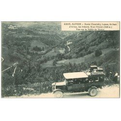 carte postale ancienne 73 TARENTAISE. Voiture Autocar Route de Chambéry et de Leysse