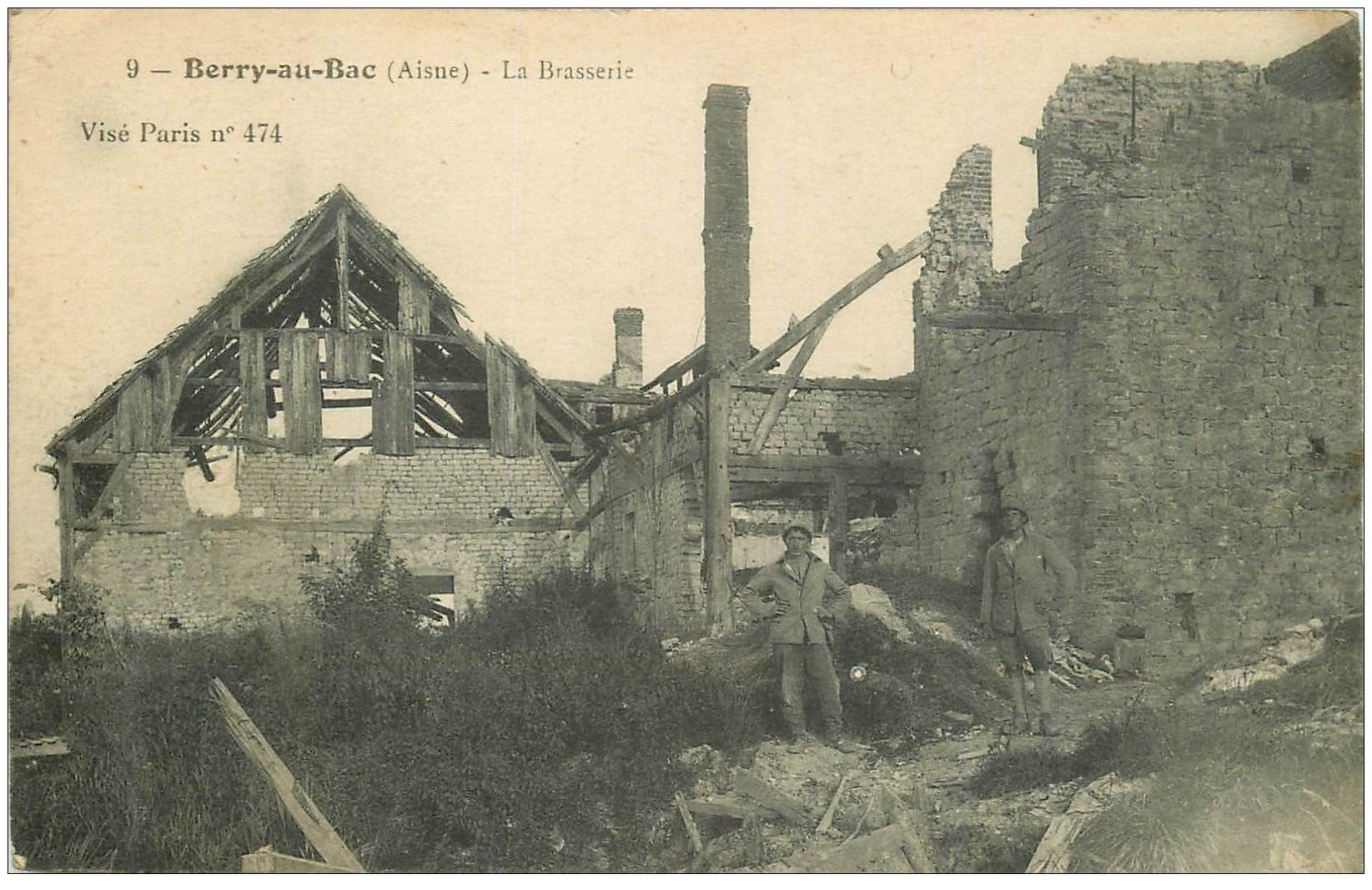 carte postale ancienne 02 BERRY-AU-BAC. La Brasserie Soldats démineurs 1917
