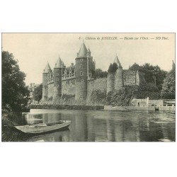 carte postale ancienne 56 JOSSELIN. Château façade et barque