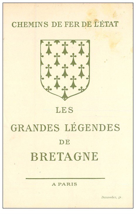 56 Légendes de Bretagne. Le vrai Barbe-Bleue. Chemin de Fer de l'Etat. Carte double détachée