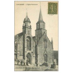 carte postale ancienne 56 LOCMINE. L'Eglise 1917 bien animée