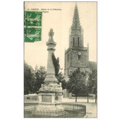 carte postale ancienne 56 PONTIVY. Statue Fédération et Eglise