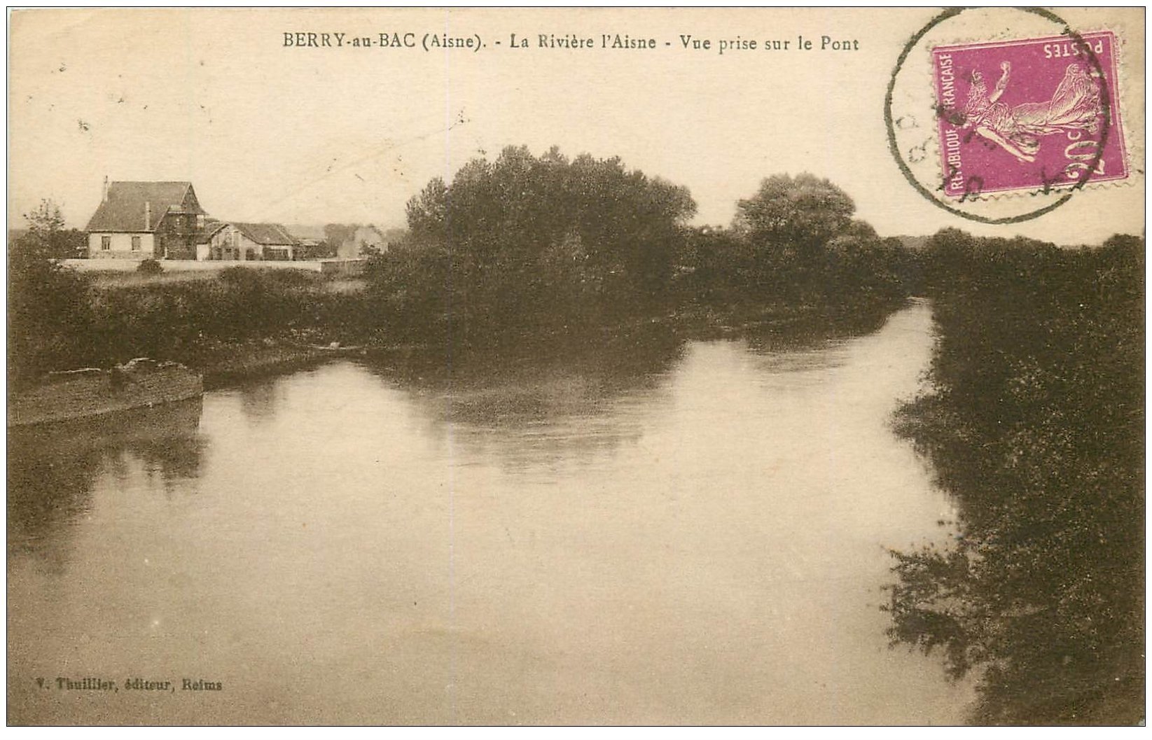 carte postale ancienne 02 BERRY-AU-BAC. La Rivière l'Aisne