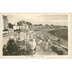 carte postale ancienne 56 QUIBERON. Les Cabines en toile de la Plage