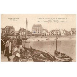 Rare 56 QUIBERON. Hôtel de l'Océan débarcadère Belle-Ile-en-Mer 1932. Douanier et Pêcheurs du Pourquoi-Pas