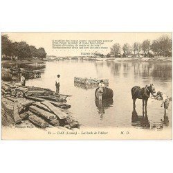 carte postale ancienne 40 DAX. Lavage des Tonneaux sur l'Adour 1926