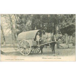 40 LANDES. Meunier Landais et son attelage vers 1900. Vieux métiers Campagne