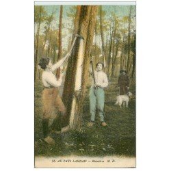 carte postale ancienne 40 LANDES. Résinières au travail. Vieux métiers dans la Forêt 1921