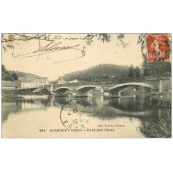 carte postale ancienne 27 ACQUIGNY. Pont sur l'Eure 1911
