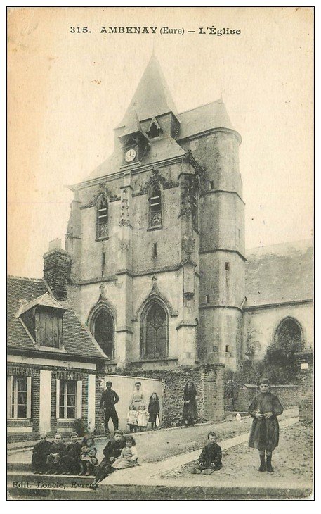 carte postale ancienne 27 AMBENAY PAR RUGLES. L'Eglise 1918