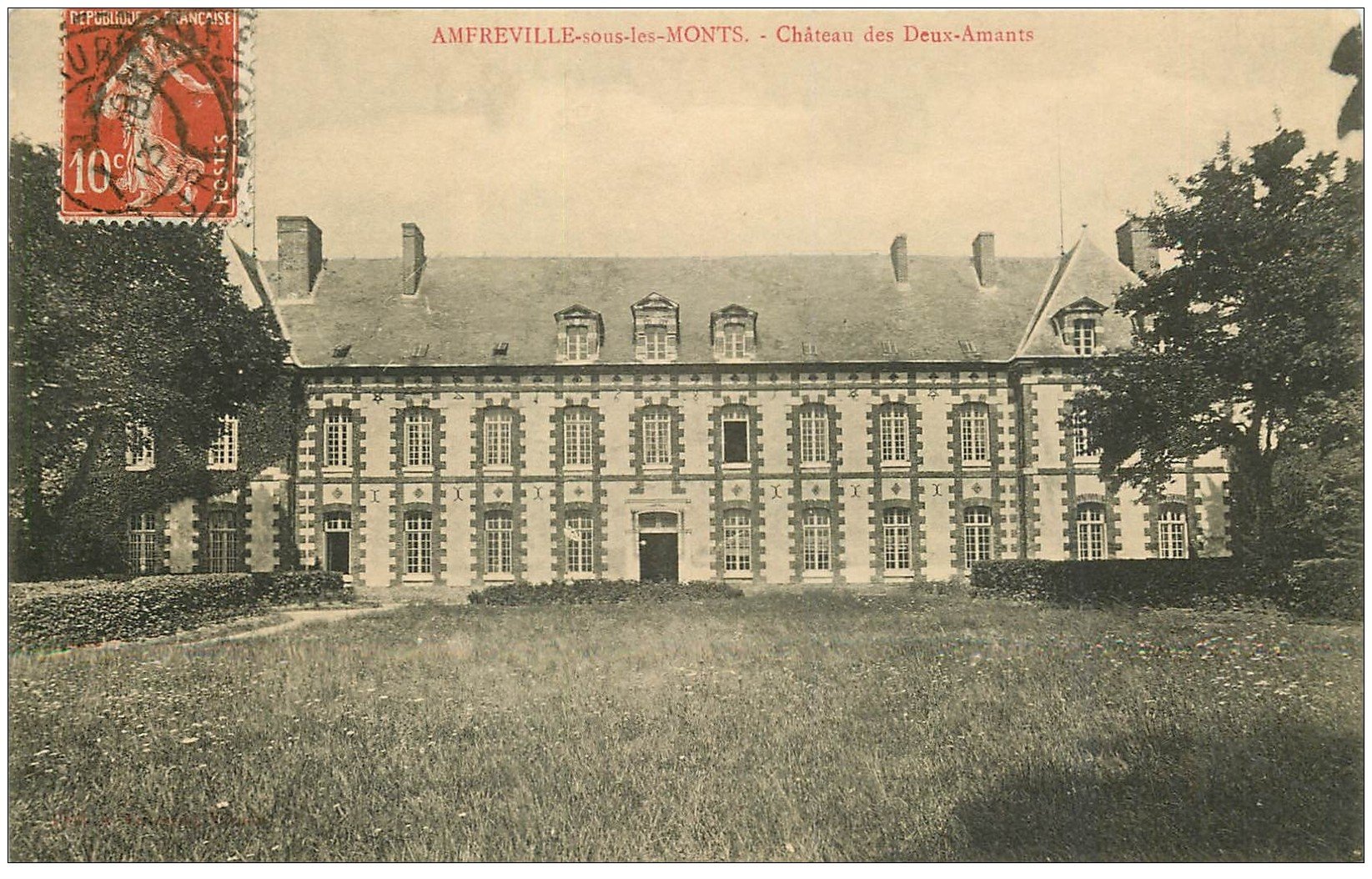 carte postale ancienne 27 AMFREVILLE-SOUS-LES-MONTS. Château des des Deux Amants 1913