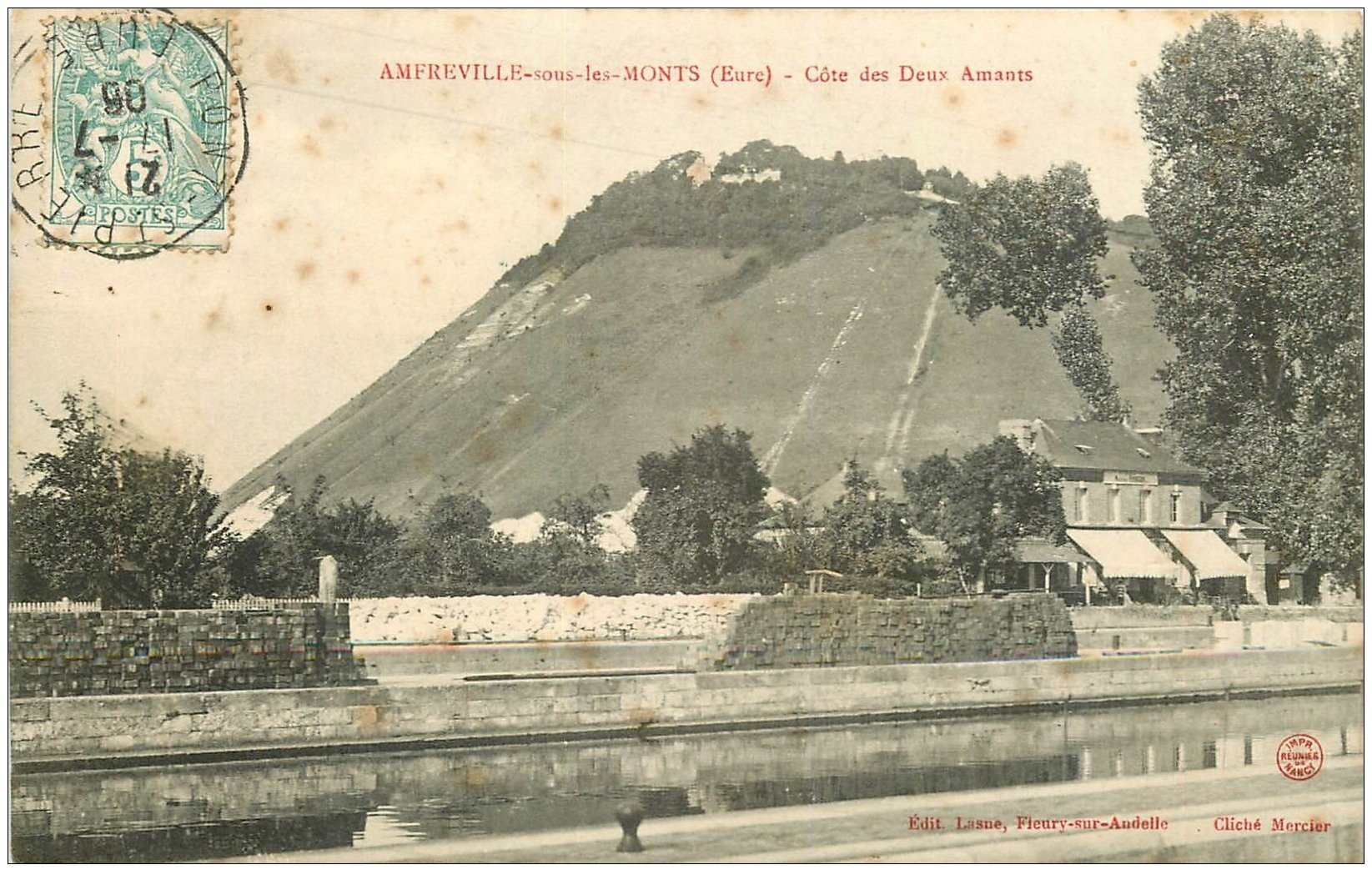 carte postale ancienne 27 AMFREVILLE-SOUS-LES-MONTS. Côte des des Deux Amants 1906