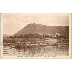 carte postale ancienne 27 AMFREVILLE-SOUS-LES-MONTS. Côte des des Deux Amants 1938 et Péniche