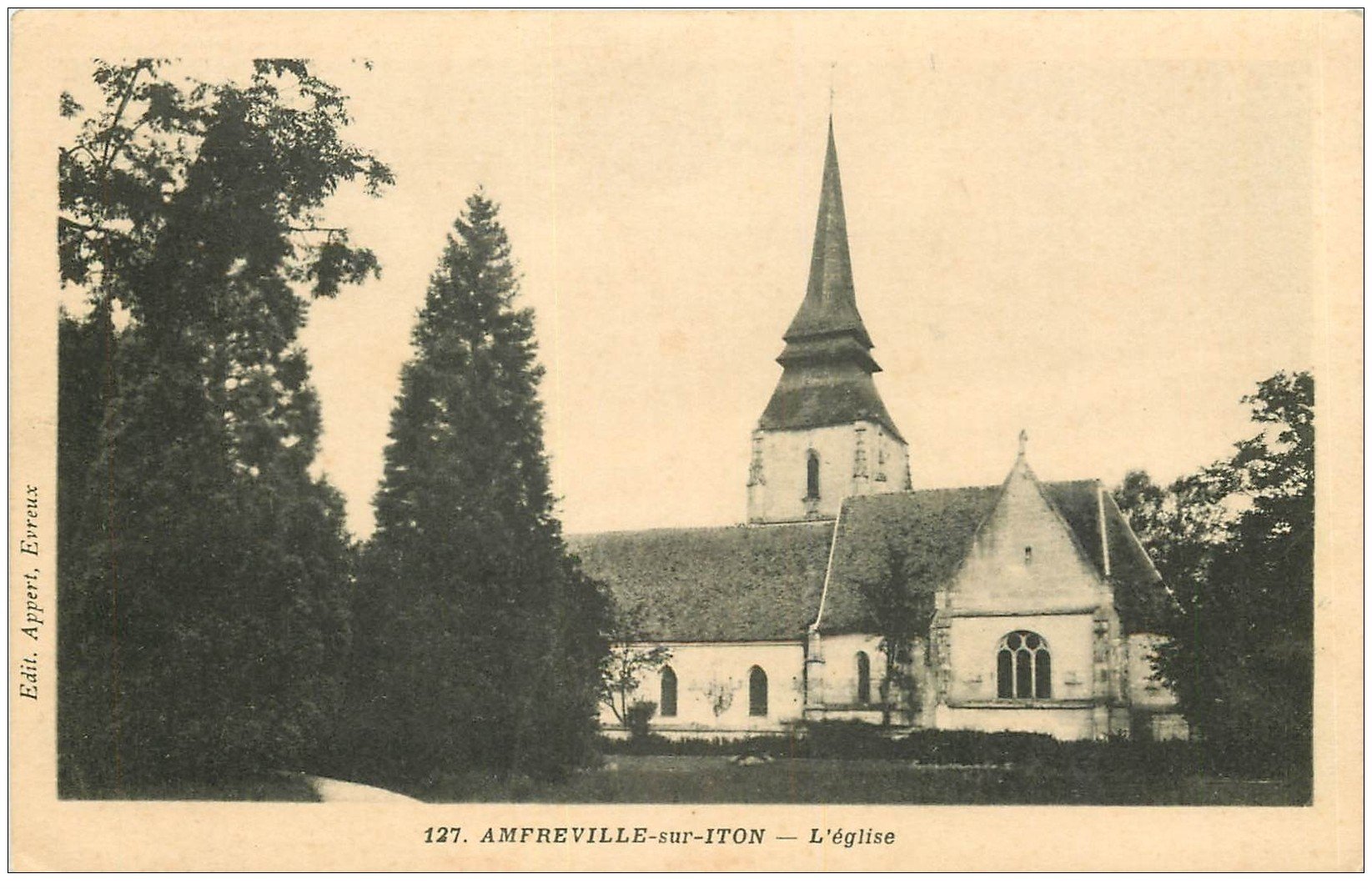 carte postale ancienne 27 AMFREVILLE-SUR-ITON. Eglise