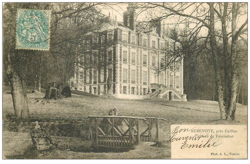 carte postale ancienne 27 AUBEVOYE. Château de Tournebut 1903