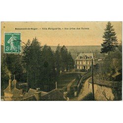 carte postale ancienne 27 BEAUMONT-LE-ROGER. Villa Marguerite. Superbe carte toilée 1909 pour le Neubourg