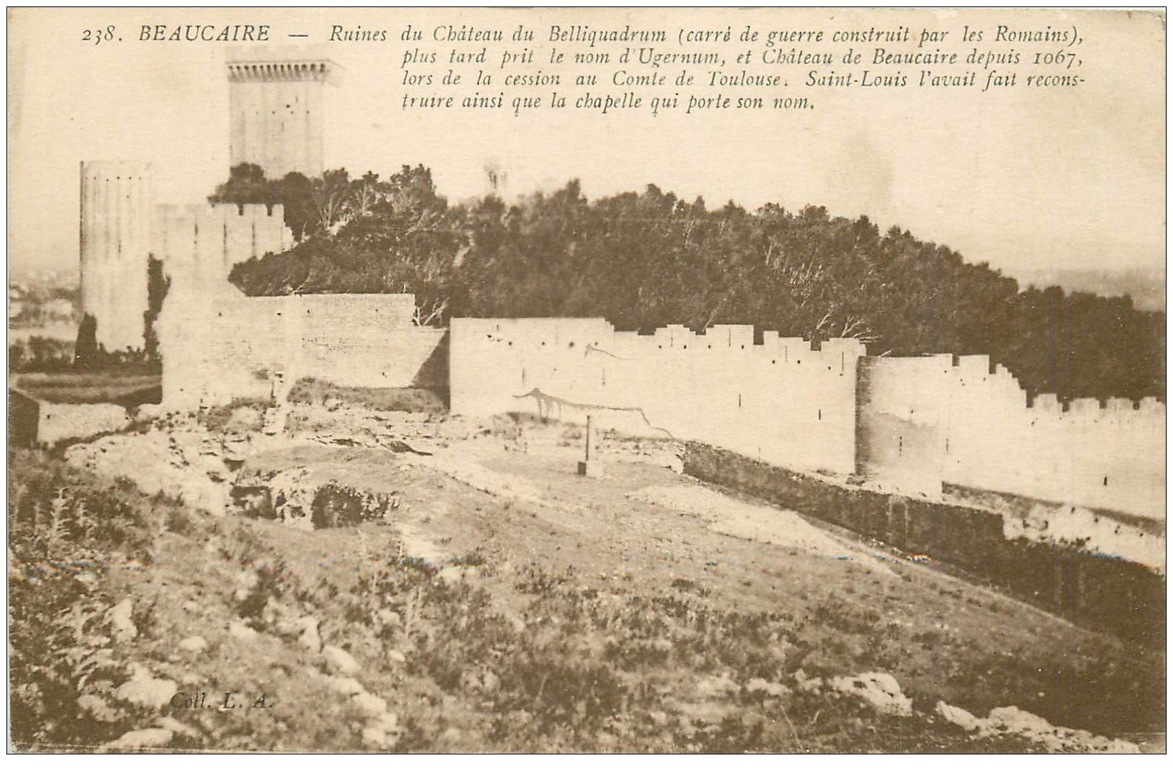carte postale ancienne 27 BEAUCAIRE. Ruines Château du Belliquadrum 1917