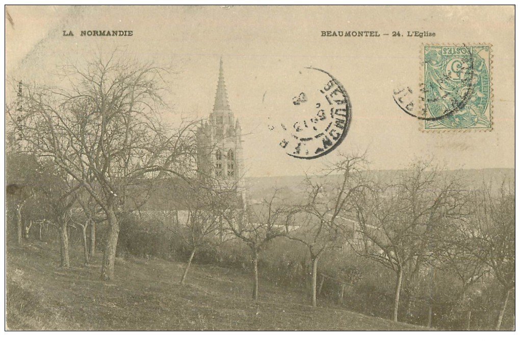 carte postale ancienne 27 BEAUMONTEL. L'Eglise vers 1905