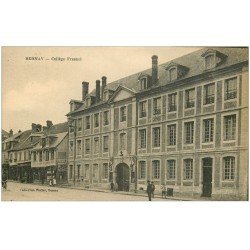 carte postale ancienne 27 BERNAY. Collège Fresnel et Magasin de Cycles