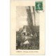 carte postale ancienne 27 BERNAY. Pêcheur d'Ecrevisses au bord de l'eau 1909 près Petite Ecluse