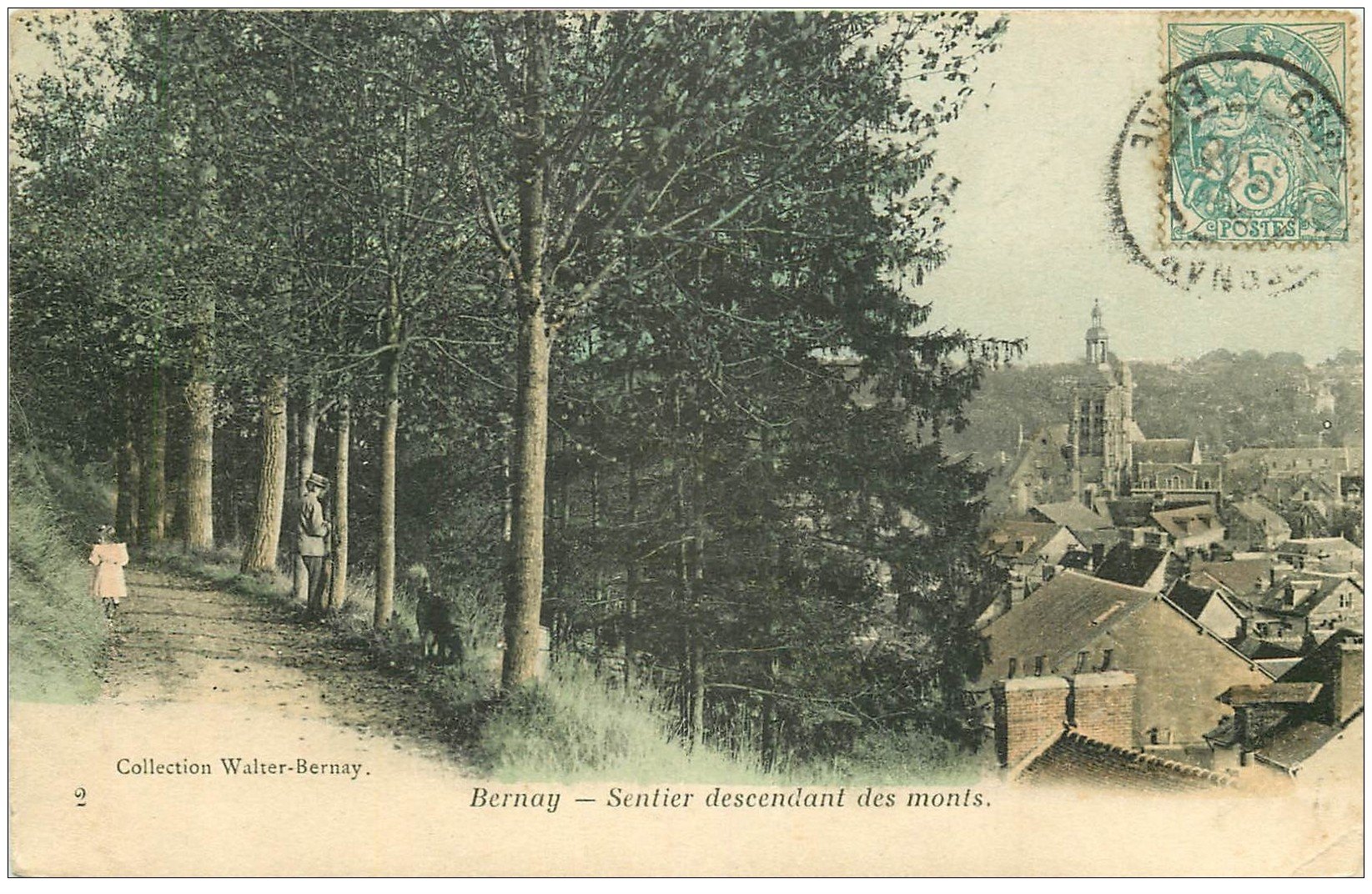 27 BERNAY. Sentier des Monts animation vers 1907