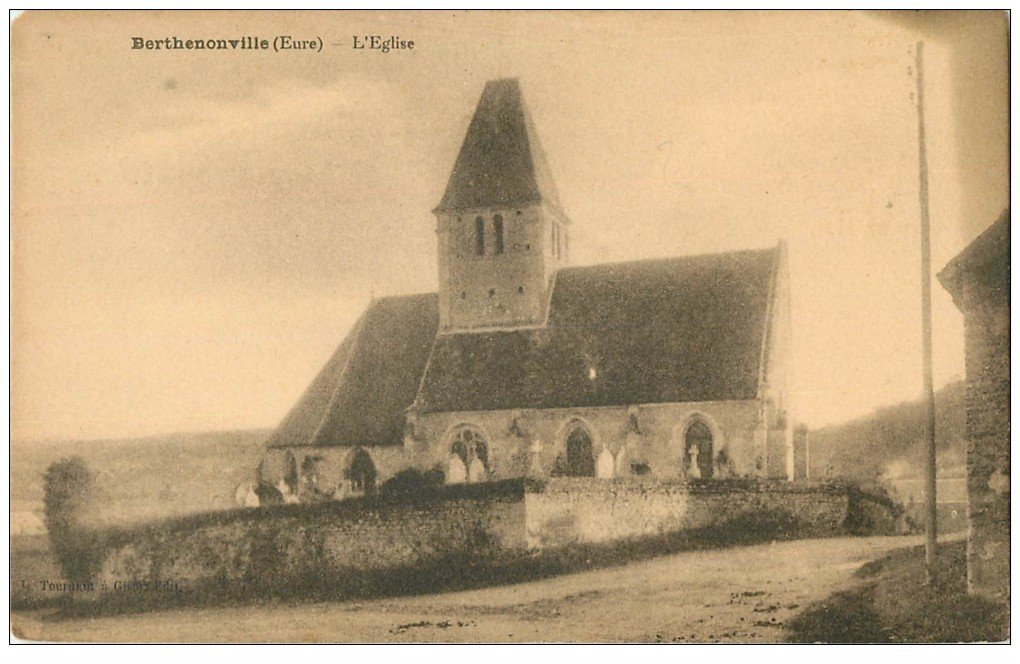 carte postale ancienne 27 BERTHENONVILLE. L'Eglise en l'état...