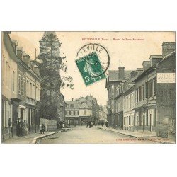 carte postale ancienne 27 BEUZEVILLE. Boulangerie Route de Pont-Audemer 1909. Affiche Dubonnet