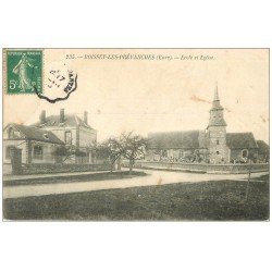 carte postale ancienne 27 BOISSET-LES-PREVANCHES. Ecole et Eglise 1908