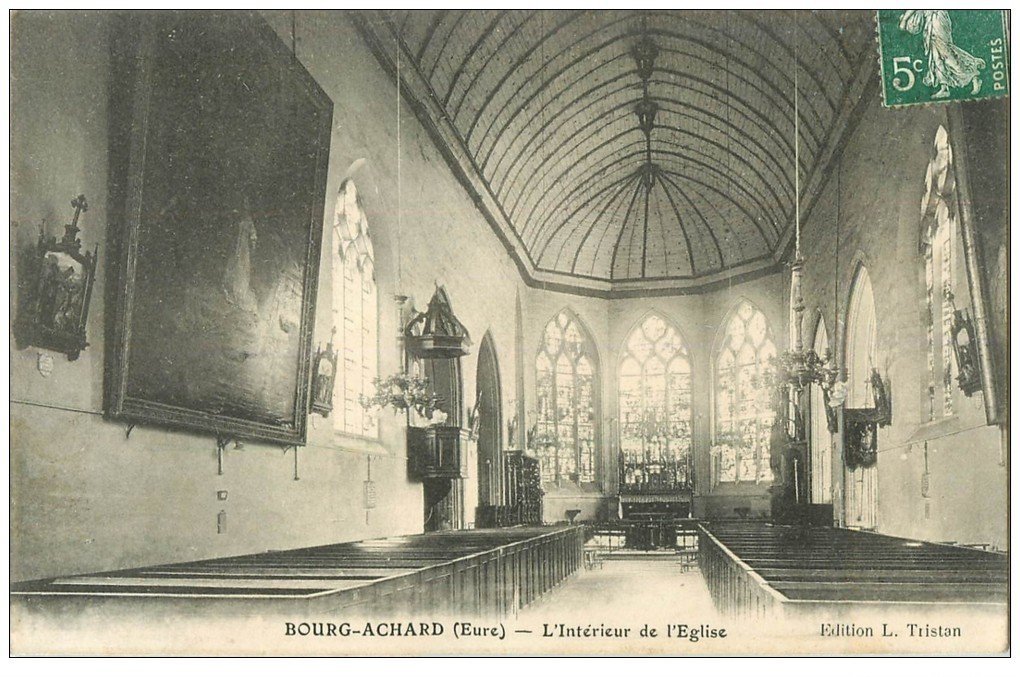 carte postale ancienne 27 BOURG-ACHARD. L'Eglise intérieur