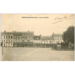 carte postale ancienne 27 BRETEUIL-SUR-ITON. Place du Marché 1904 Imprimerie et Epicerie du Cerf