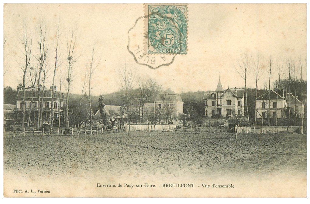 carte postale ancienne 27 BREUILPONT. Vue d'ensemble 1905