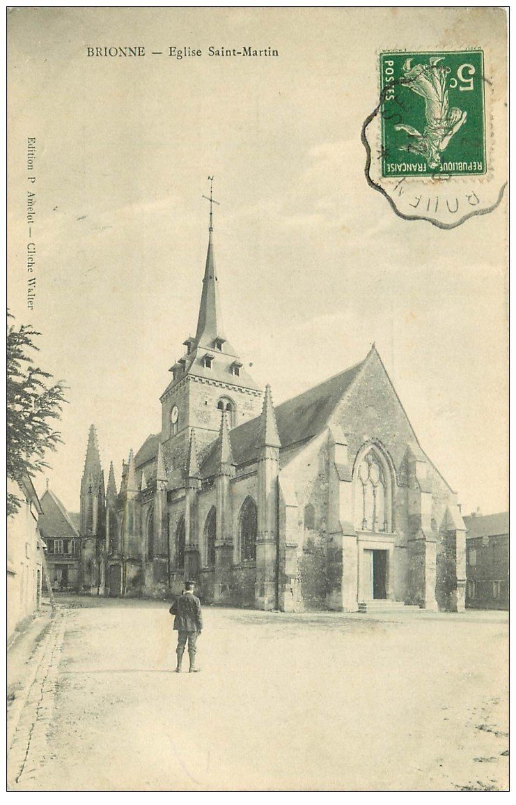 carte postale ancienne 27 BRIONNE. Eglise Saint-Martin 1912