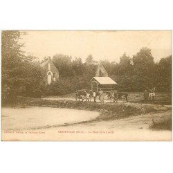 carte postale ancienne 27 CESSEVILLE. La Mare et Lavoir avec Vaches