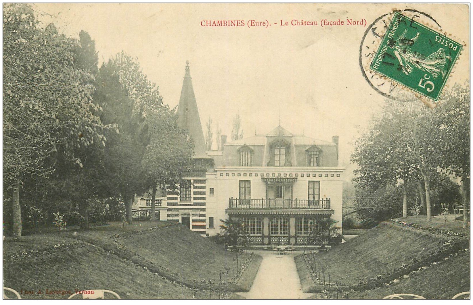 carte postale ancienne 27 CHAMBINES. Le Château 1913