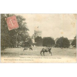 carte postale ancienne 27 CONDE-SUR-ITON. Château et Chevaux 1905