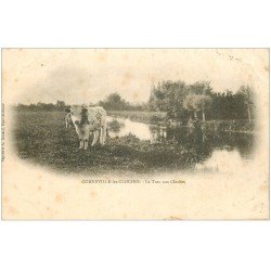 carte postale ancienne 27 CORNEVILLE-LES-CLOCHES. Trou aux Cloches avec Vaches 1903