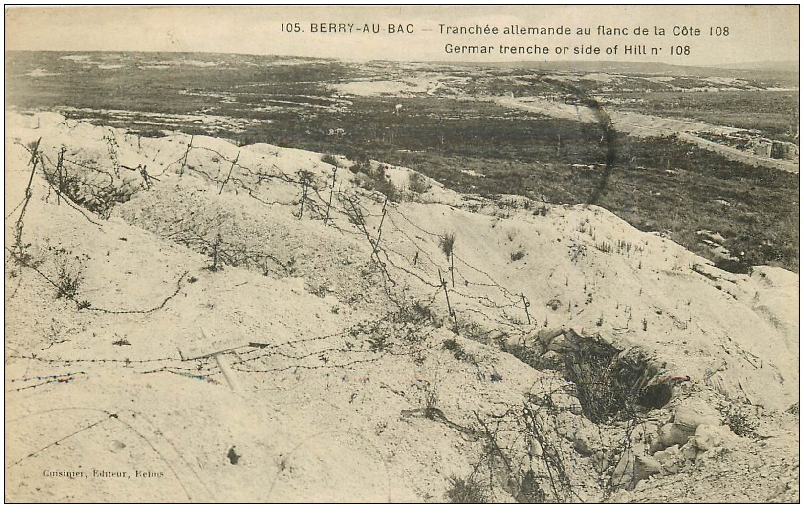 carte postale ancienne 02 BERRY-AU-BAC. Tranchée allemande au Flanc Côte 108 1921