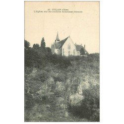 carte postale ancienne 27 CULAN. Eglise rochers Arnon 1919