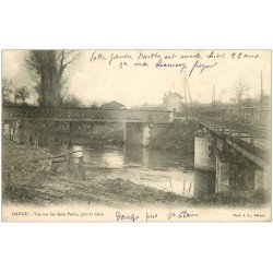 carte postale ancienne 27 DANGU. Les Deux Ponts près de la Gare 1906