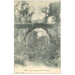 carte postale ancienne 27 DANGU. Pont rustique Parc du Château 1906