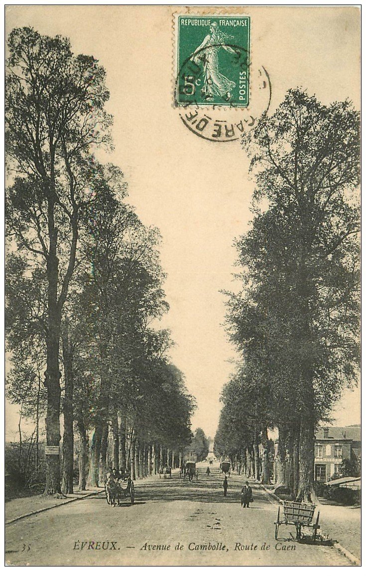 carte postale ancienne 27 EVREUX. Avenue de Cambolle 1905 Route de Caen