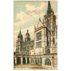 carte postale ancienne 27 EVREUX. Cathédrale Jardin Evêché 1915