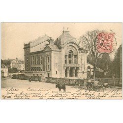 carte postale ancienne 27 EVREUX. Le Théâtre 1903 avec Cantonniers Paveurs